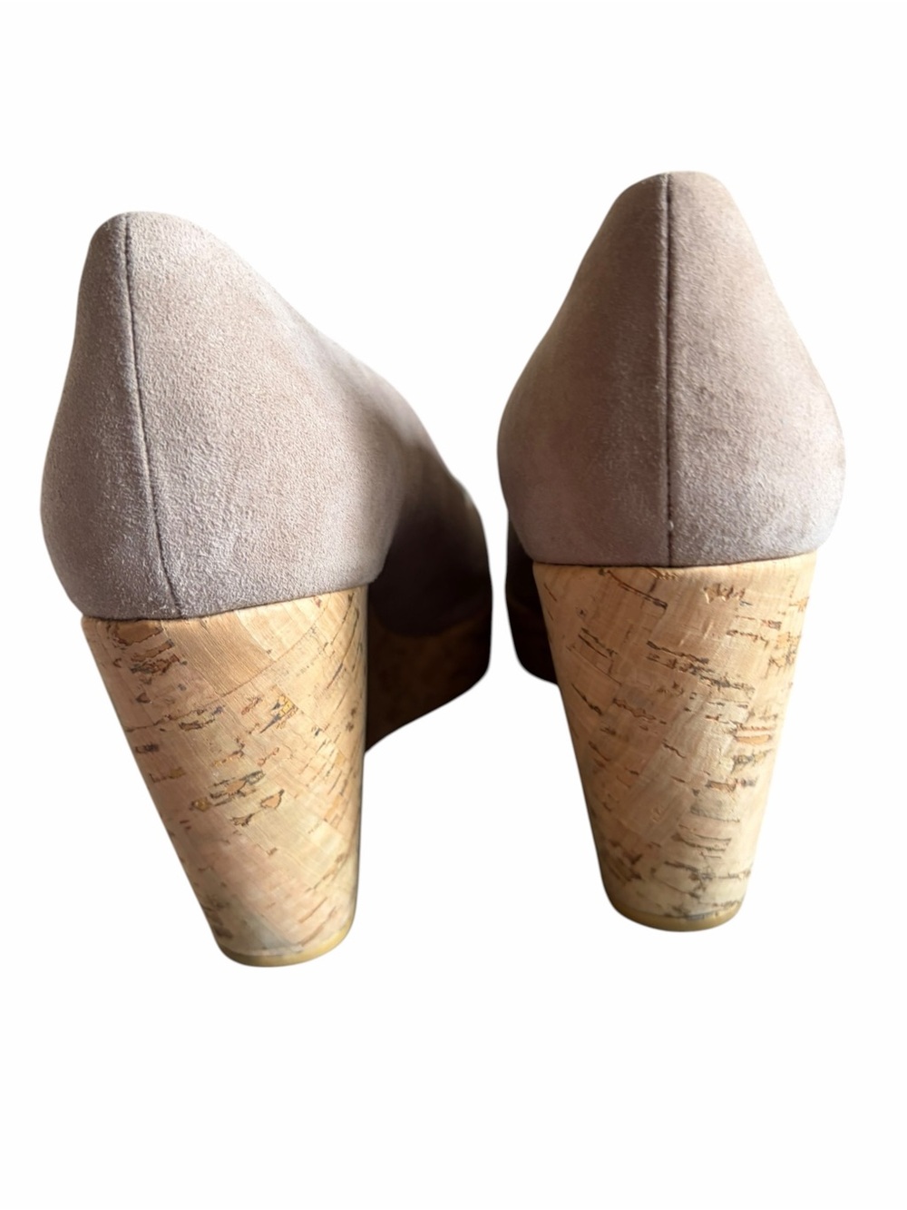 Stuart Weitzman Anna Peep Toe Wedge Tan Neutral 8.5 - Picture 5 of 11